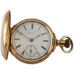 Reloj de bolsillo Rockford Full Hunter de 14 quilates relleno de oro amarillo 15 joyas Gr: 85