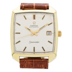 Retro Omega Seamaster Square-Shaped 18 Karat Yellow Gold-Plated Watch, 1970