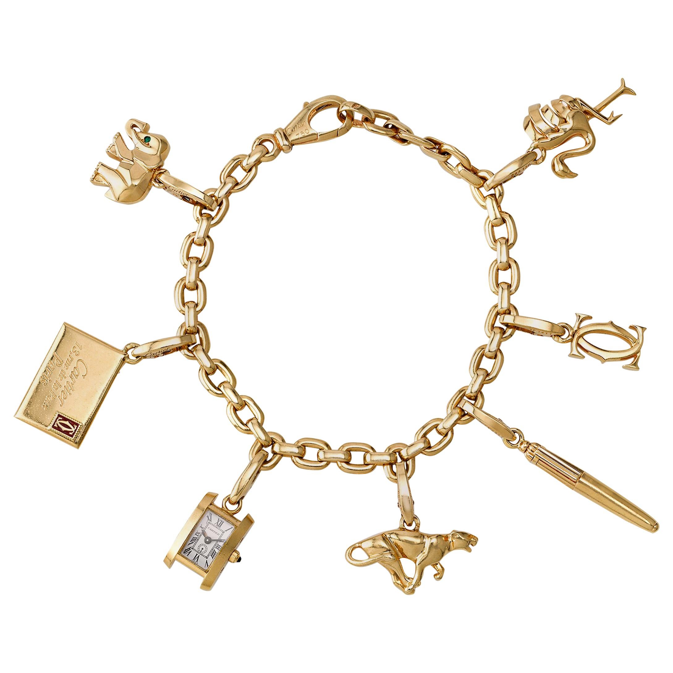 Bracelet à breloques en or 18 carats de Cartier sur 1stDibs