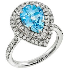 Tiffany & Co. Soleste Aquamarine Diamond Platinum Ring