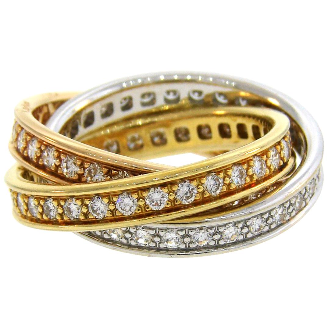 Cartier Diamond Gold Trinity Band Ring at 1stDibs