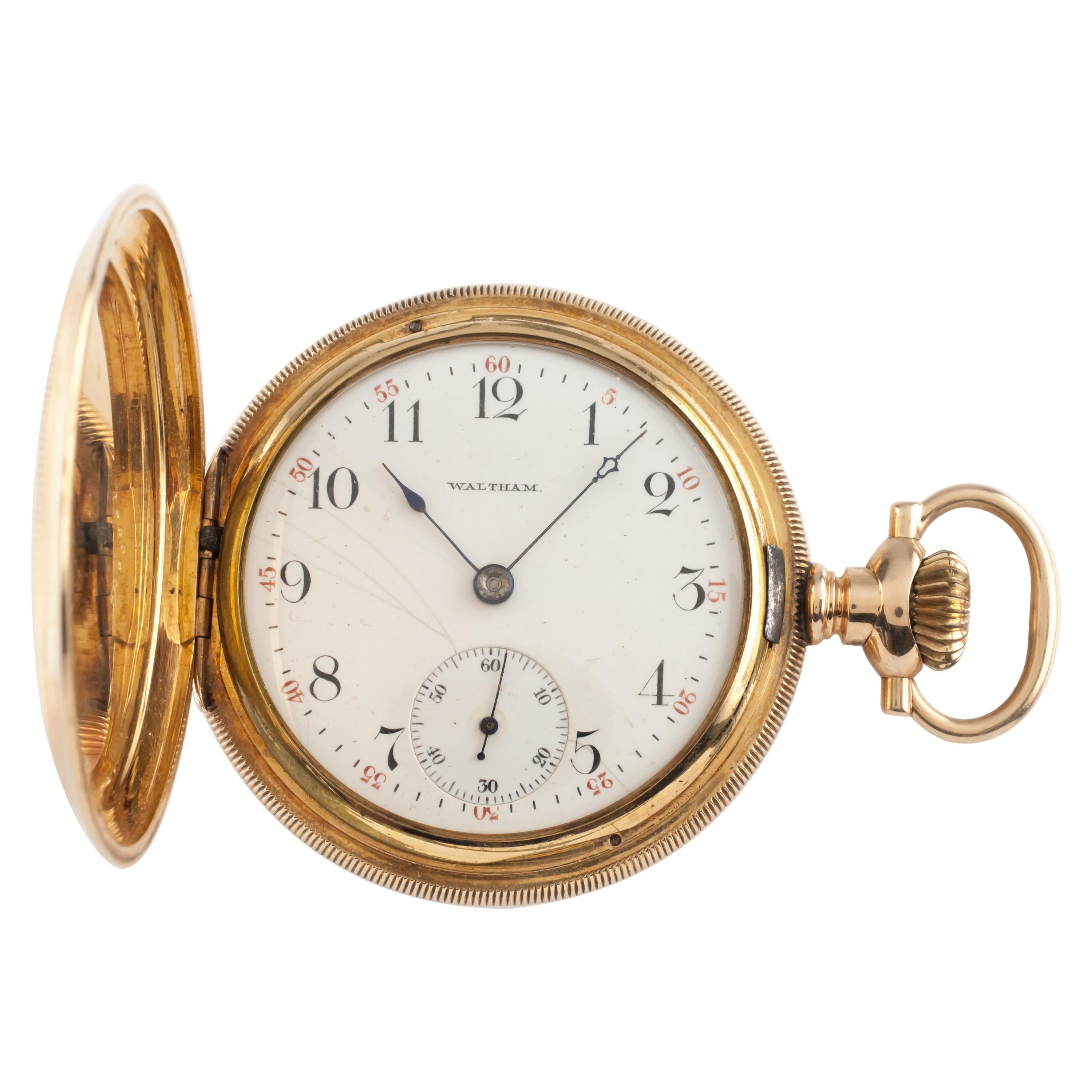 Waltham Full Hunter 14 Karat Gold Antique Pocket Watch Grade 620 15J 16S 1899