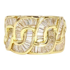 Charles Krypell 18 Karat Wide Baguette Diamond Ring