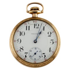 Antique Waltham Open Face 14k Yellow Gold Filled Pocket Watch 23 Jewels Size 16 1904