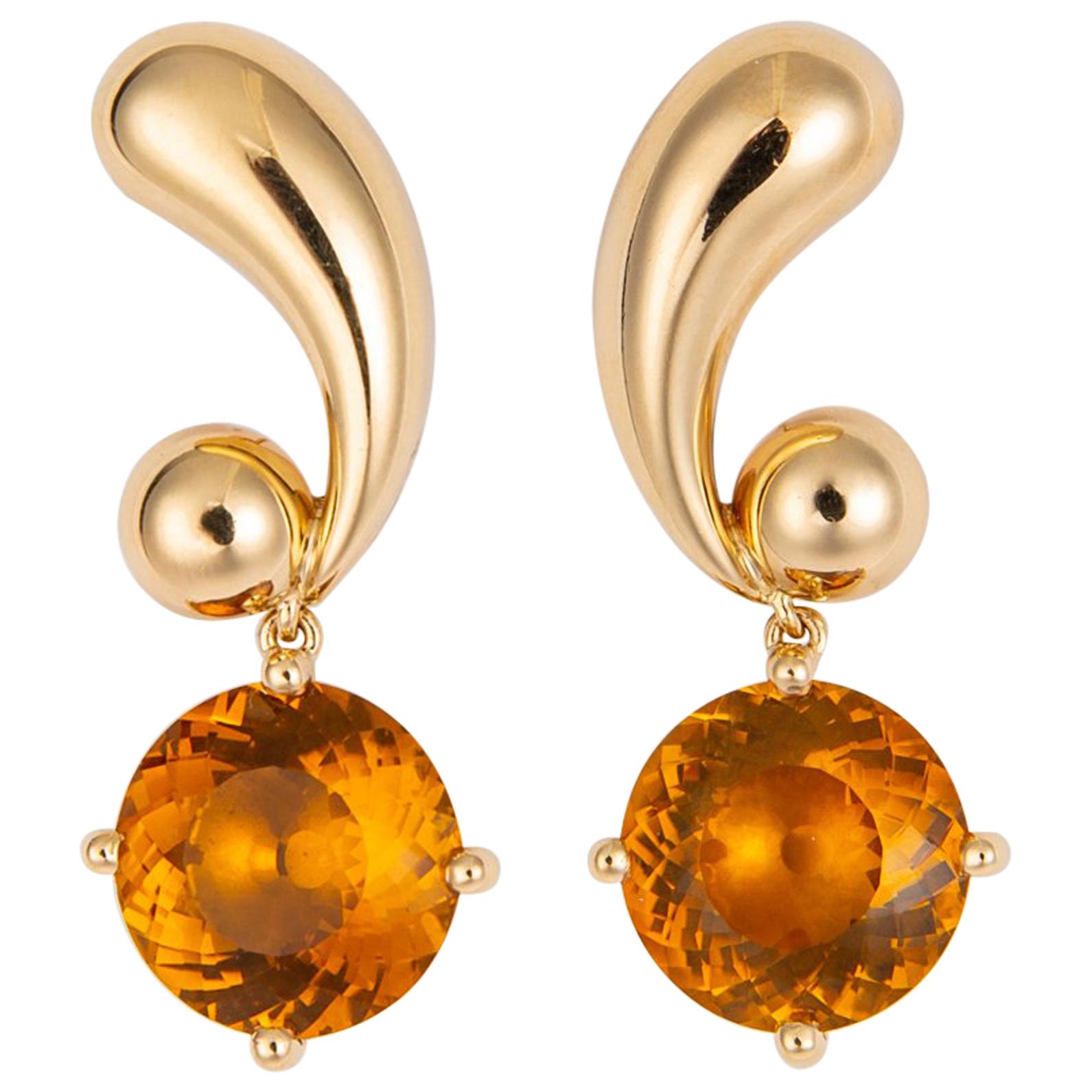 Vintage Cartier Citrine and Gold Drop Earrings