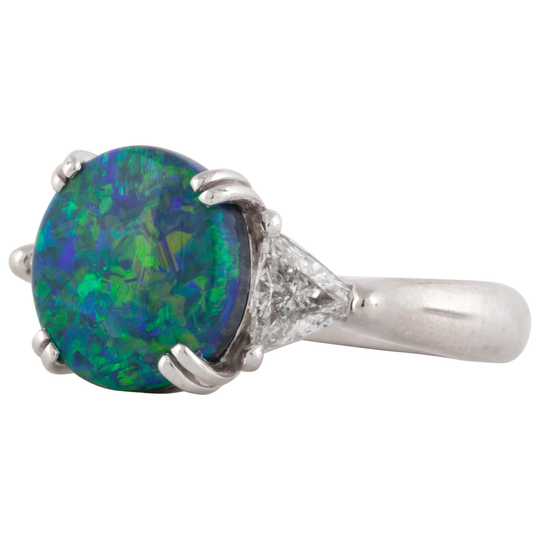 Opal Diamond Platinum "EastWest" Ring at 1stDibs