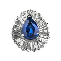 Vintage GIA Certified 14K Gold 11.39 CTW Sapphire & Diamond Ballerina Engagement Ring