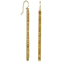 Faye Kim 18K Gold Raw Diamond Bar Earrings