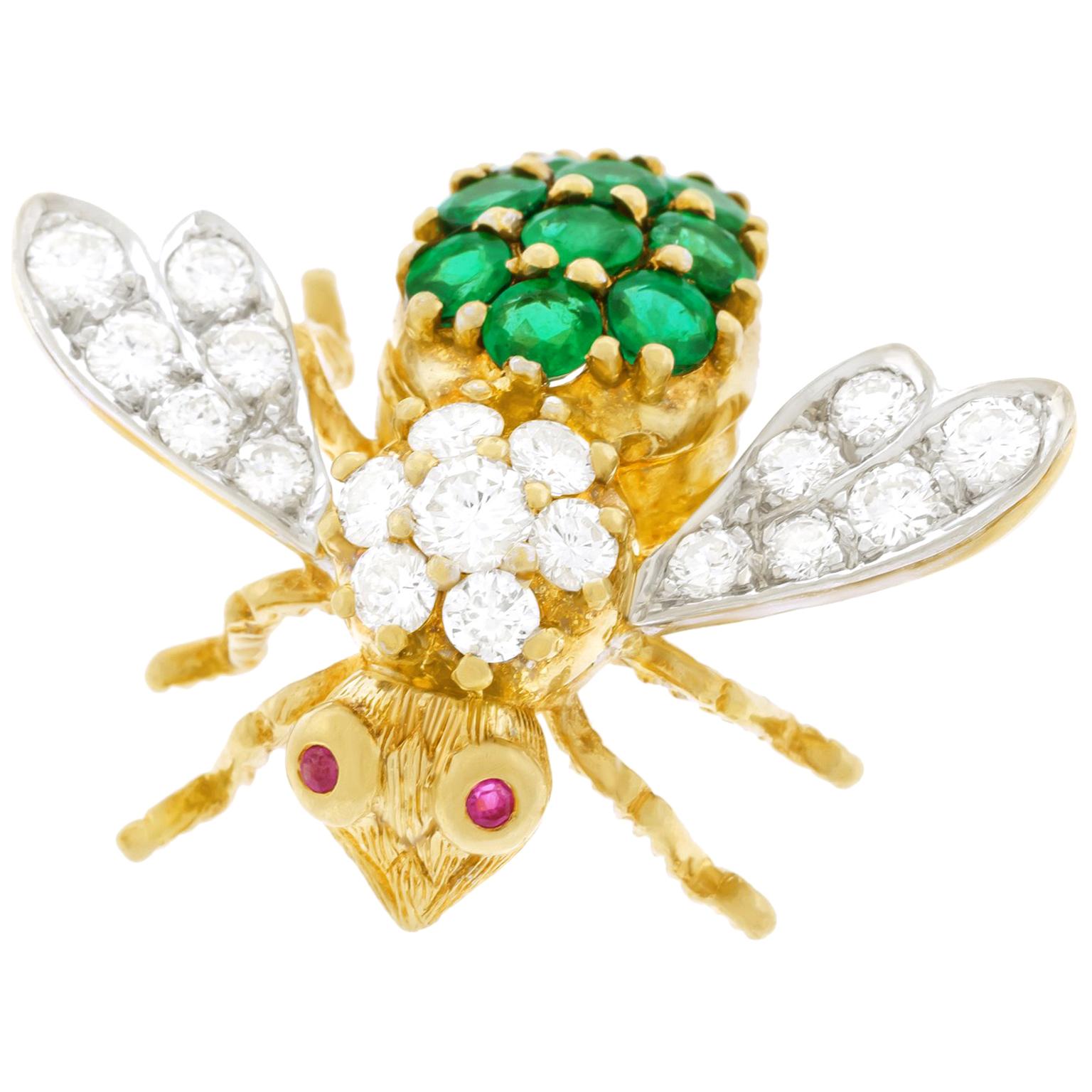 Rosenthal Emerald and Diamond Set Bee Brooch