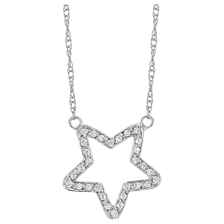 White Gold Star Shape Diamond Pendant Necklace For At 1stdibs White Gold Star Shape Diamond Pendant Necklace For