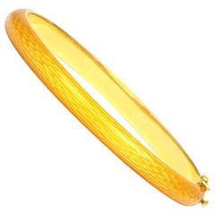 Solid 18 Karat Yellow Gold Enamel Bangle Bracelet 24.2g