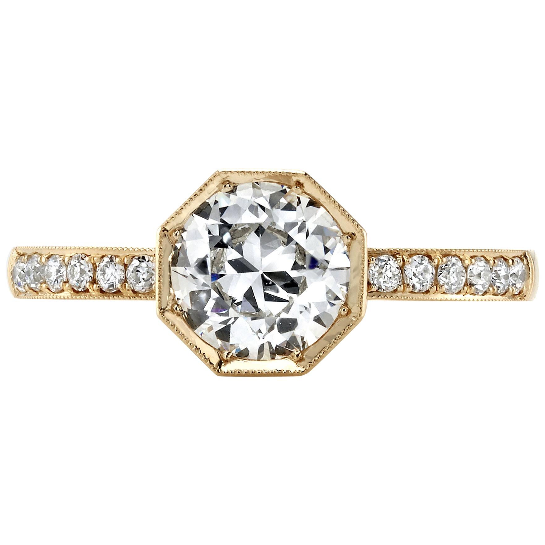 0.92 Carat Old European Cut Diamond Set in a Handcrafted Yellow Gold Ring