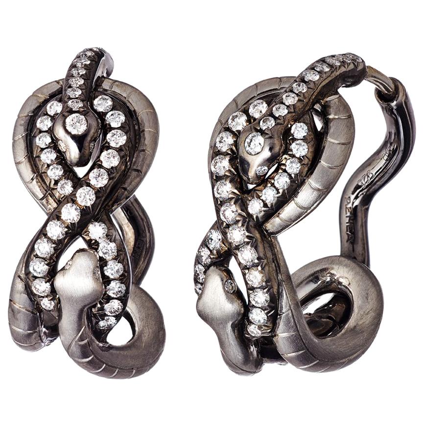 Boucles d'oreilles en argent plaqué rhodium et diamants blancs Aenea Jewellery