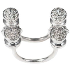 4 Studs White Gold Ring with Diamonds