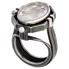 AIR Chevalière Ring in 18k White Gold By Elie Top