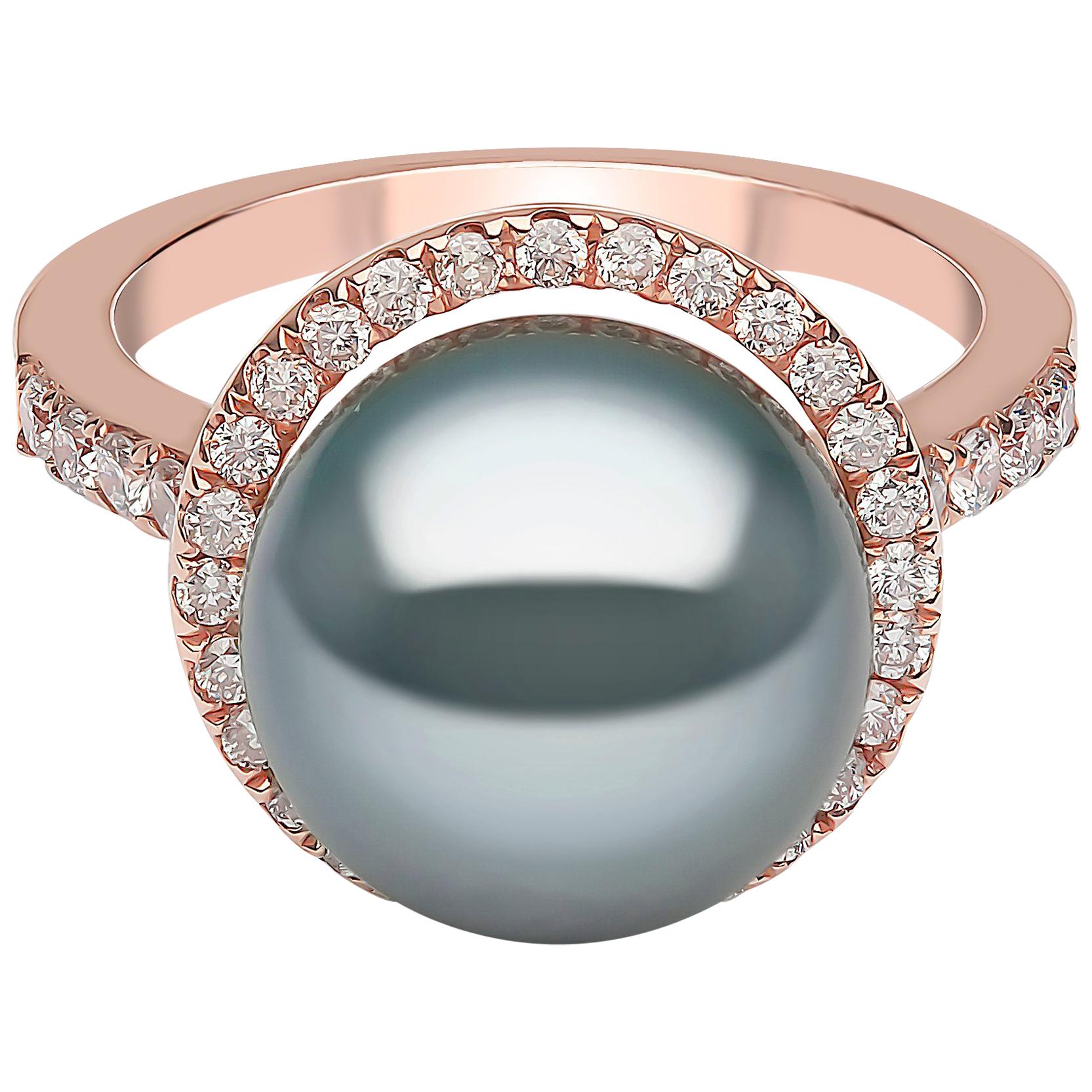 Yoko London Tahitian Pearl and Diamond Ring, in 18 Karat Rose Gold