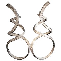 Chandelier Earrings, Diamond, Brilliant White Gold, 8.14 ct