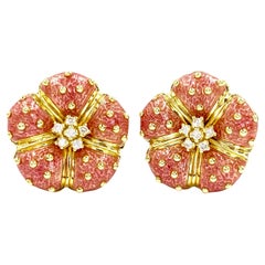 Hidalgo 18 Karat Diamond and Enamel Flower Earrings