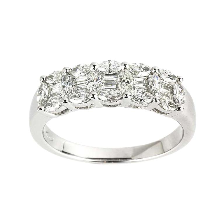 Diamond Half Eternity Wedding Band Ring 0.92 Total