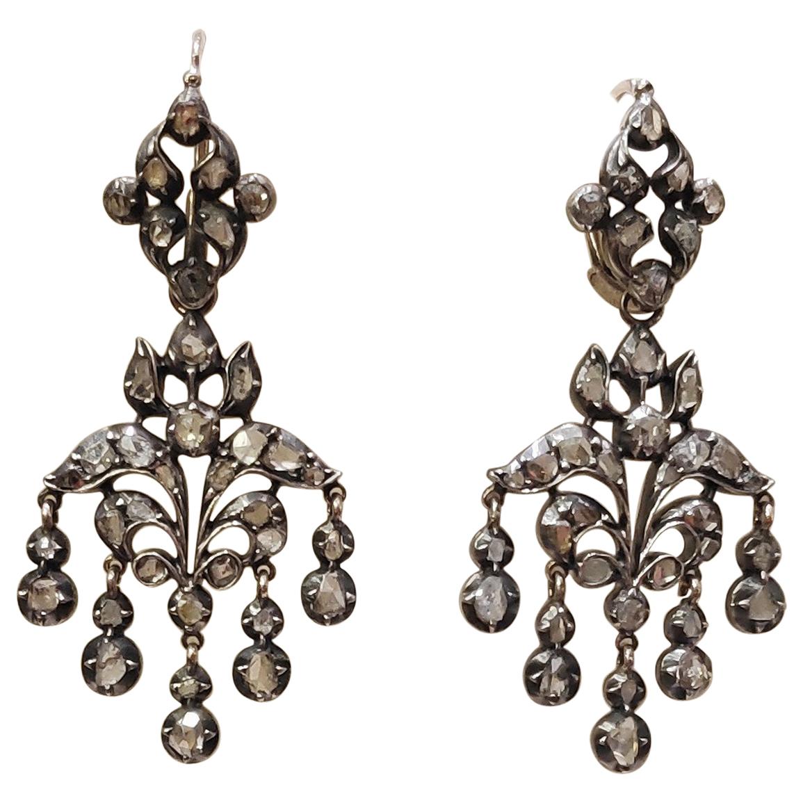 A Sun Shower of Diamonds, Period Earrings at 1stDibs