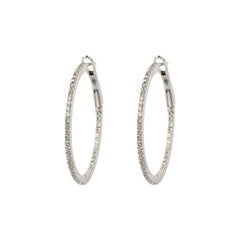 Diamond and White Gold Large Hoop Earrings 0.96 Carat