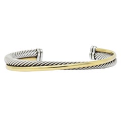 David Yurman Sterling Silver 18 Karat Gold Crossover Cuff Bracelet