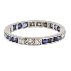 Art Deco Blue Sapphire Diamond Eternity Ring