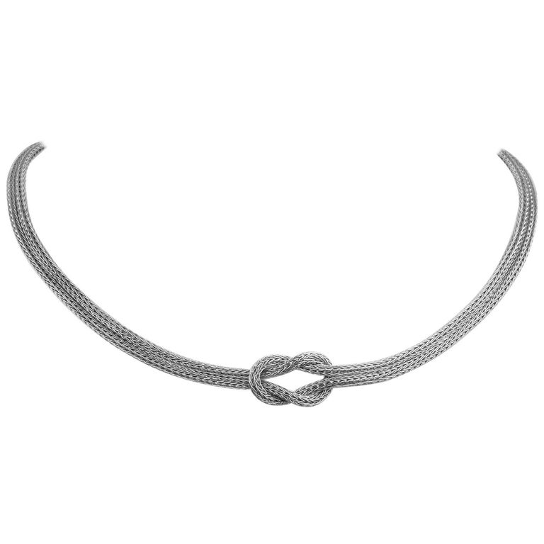 Collections 18 Karat White Gold Rope Necklace with Hercules Knot For Sale at 1stDibs