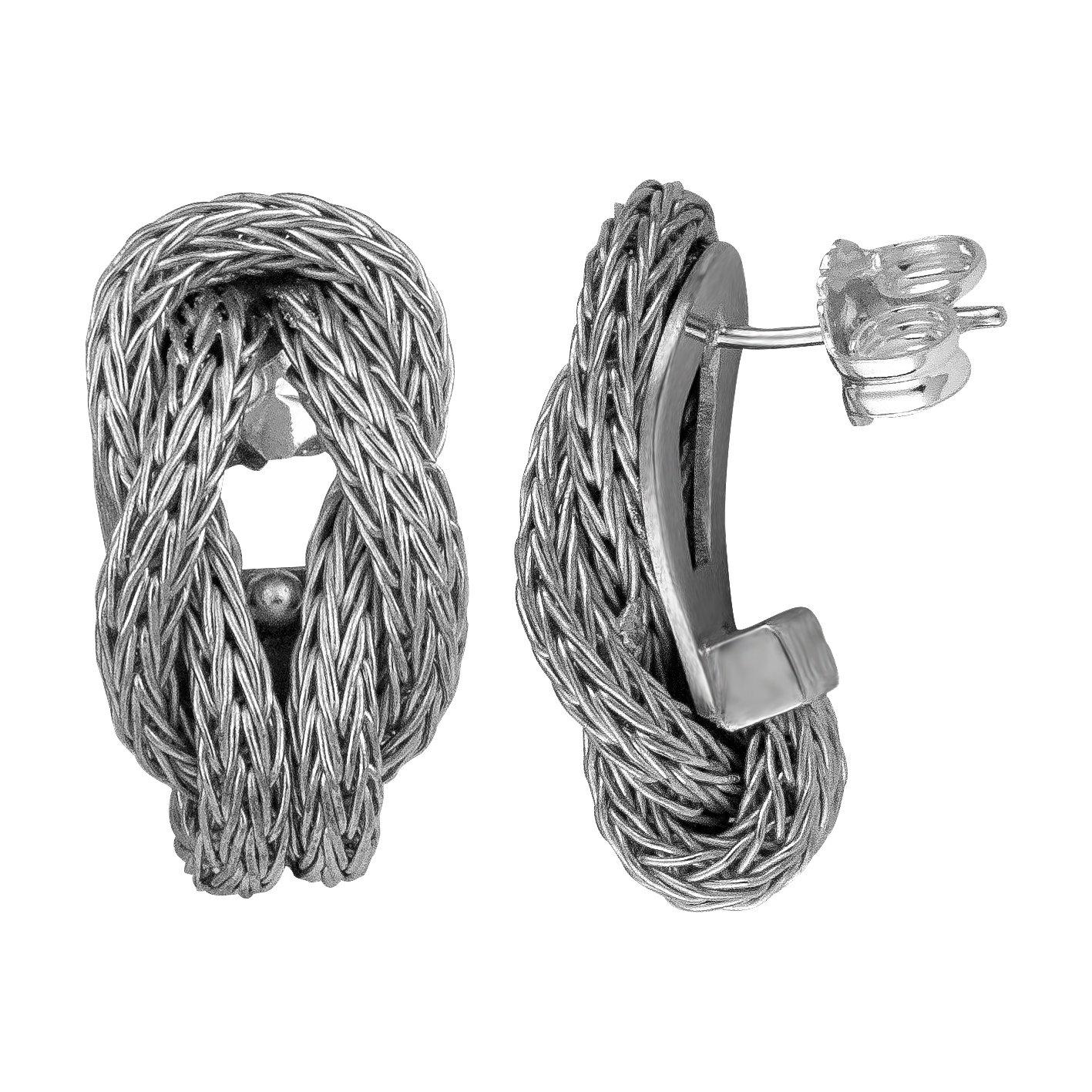 Georgios Collections 18 Karat White Gold Rope Earrings with Hercules Knot For Sale