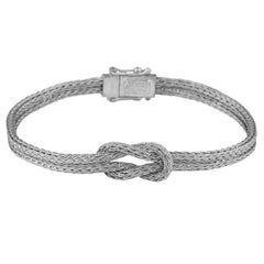 Georgios Collections Bracelet à chaîne tissée en or blanc 18 carats avec nœud de Hercule