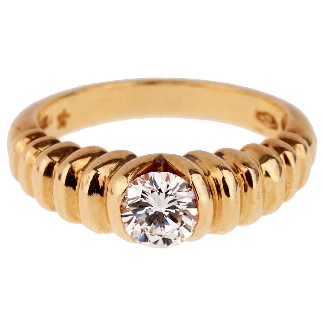 Bulgari Diamond Solitaire Gold Ring