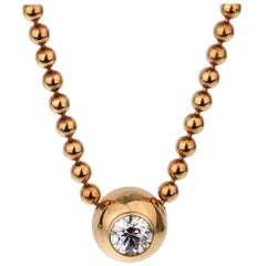 Cartier Vintage Solitaire Diamond Gold Necklace