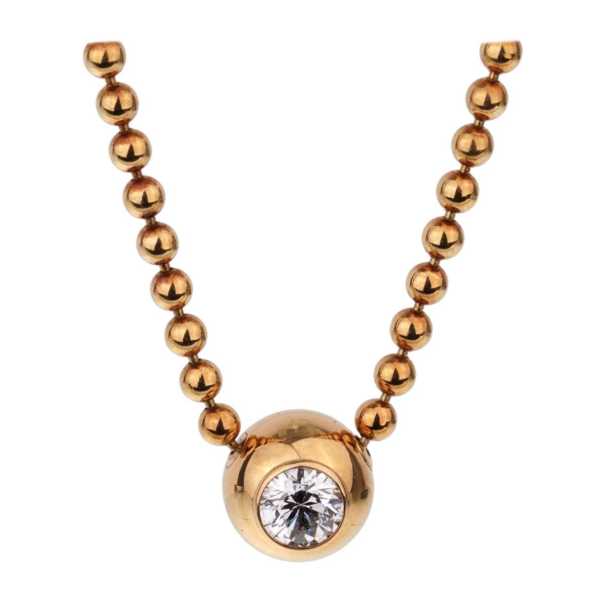 Cartier Vintage Solitaire Diamond Gold Necklace