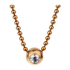 Cartier Vintage Solitaire Diamond Gold Necklace