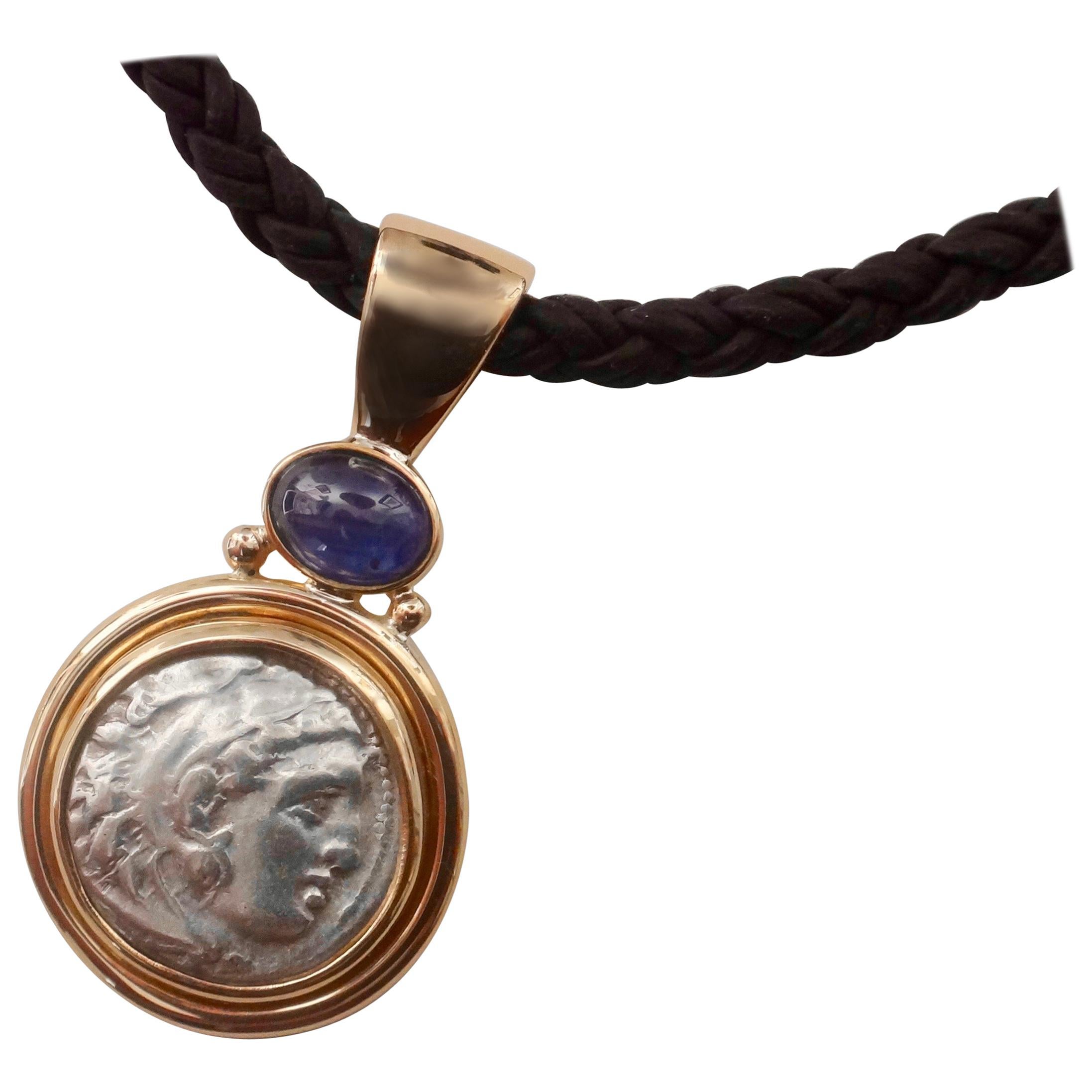 Michael Kneebone Alexander The Great Coin Blue Sapphire Pendant