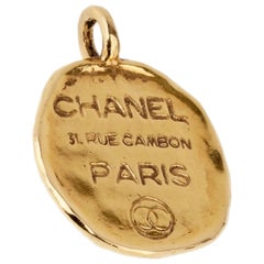 Chanel Paris Gold Pendant Necklace
