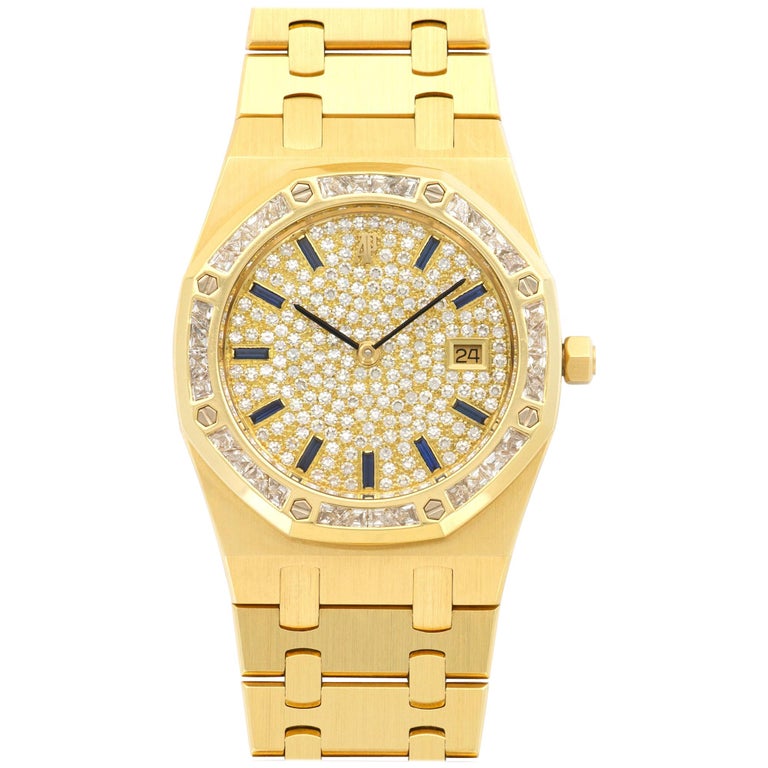 Audemars Piguet Yellow Gold Royal Oak Triangle-Cut Diamond Watch at 1stDibs
