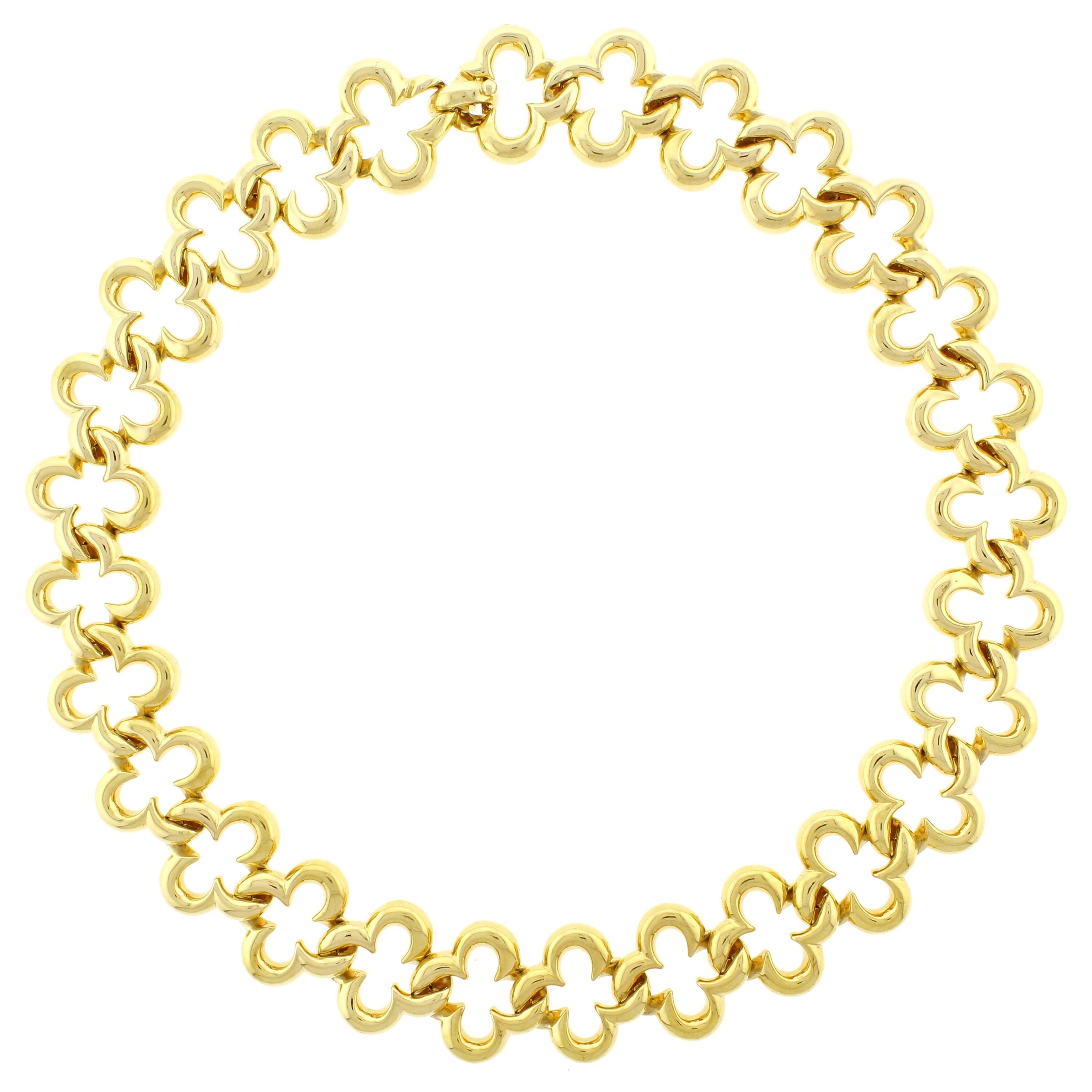 Jean Vitau Open Alhambra Gold Necklace For Sale