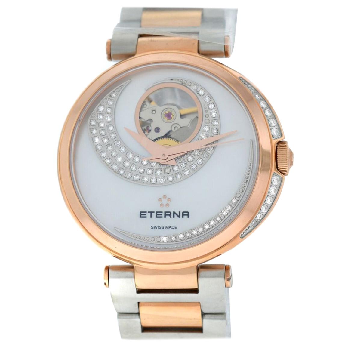 Eterna Grace Open Art 2943.60.69.1730 Diamond Mother of Peral Automatic Watch For Sale
