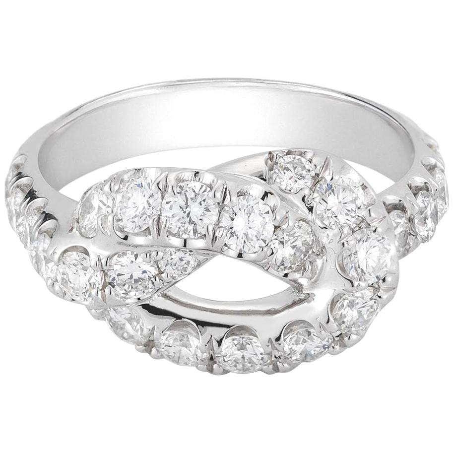 1.81 Carat Pave Diamond Love Knot Ring For Sale