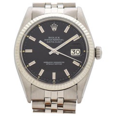 Vintage Rolex Datejust Reference 1601 Watch with a Black Dial, 1977