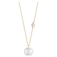 South Sea Pearl and .15 Carat Rose Cut Diamond Necklace