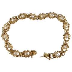 14 Karat Yellow Gold Pearl Bracelet