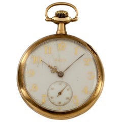 Vintage Elgin Open Face 14 Karat Yellow Gold Pocket Watch 15 Jewel Grade 315