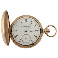 Reloj de bolsillo Elgin Full Hunter con baño de oro 11 joyas 1888 Gr: 102