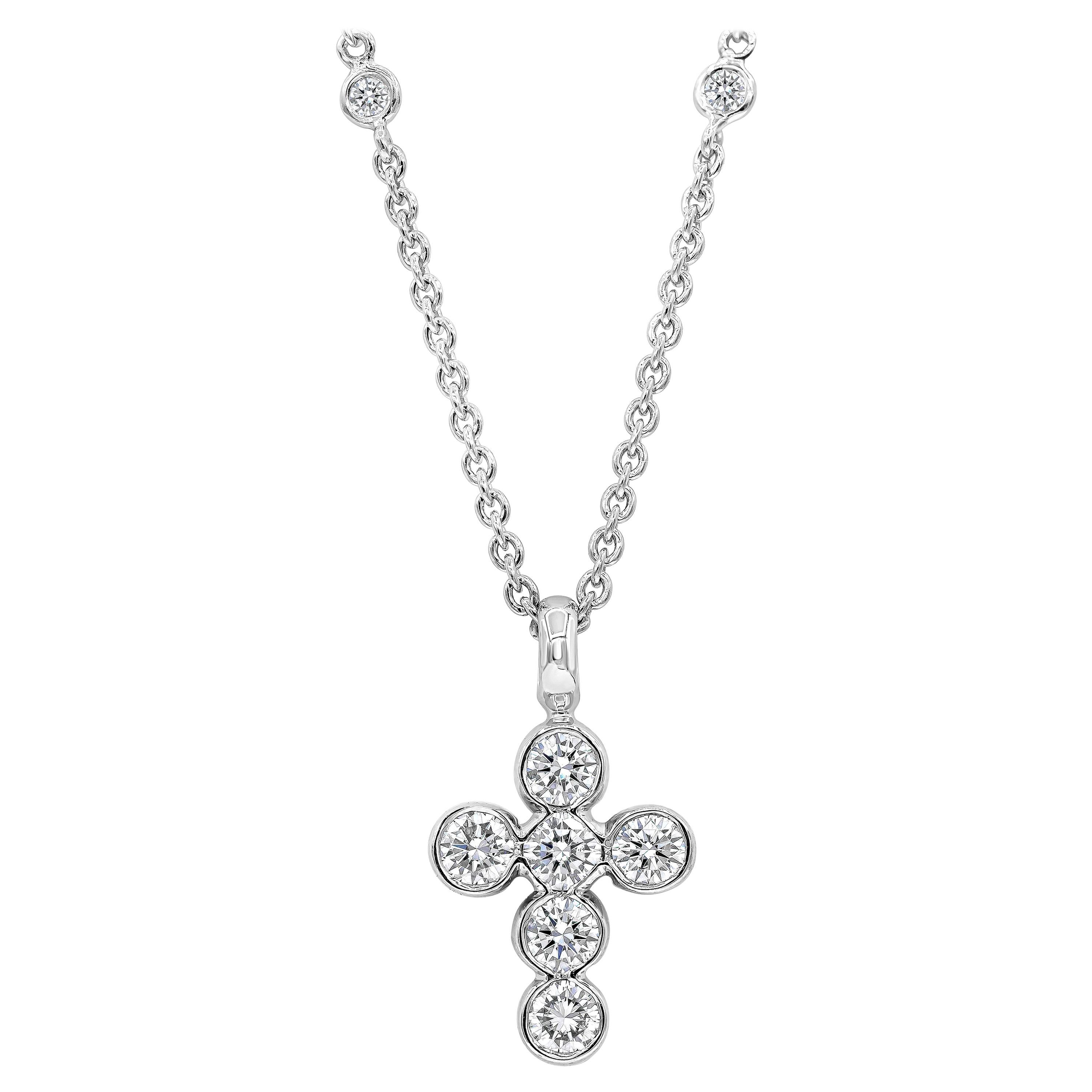 Roman Malakov, Round Diamond Cross Pendant Necklace