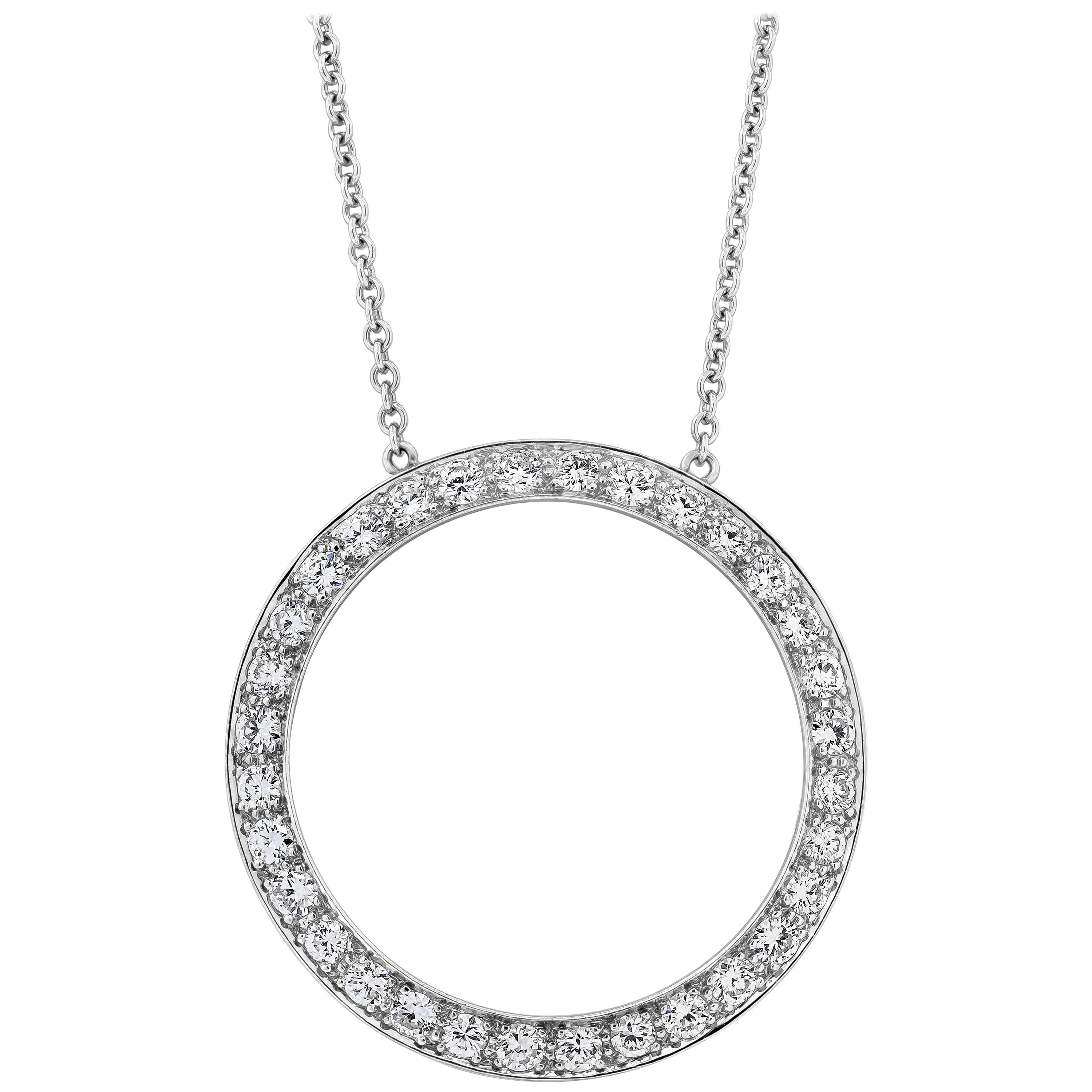 Open-Work Diamond Circle Pendant Necklace