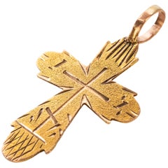Small Russian  Imperial-era Gold Cross Pendant, circa 1900