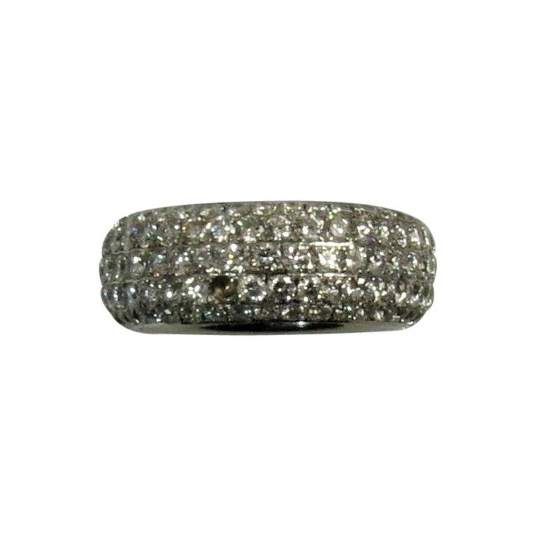 18 Karat White Gold Prong Set Diamond, Five-Row Band Ring For Sale