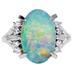Platinum 5.12 Carat Boulder Opal Ring with Diamond Accents